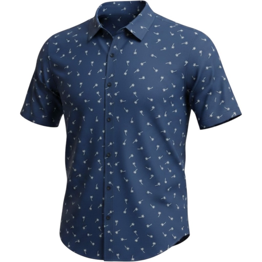 Colours Alexander Julian Mens Navy Palm Tree Anchor Button Down Shirt Large L